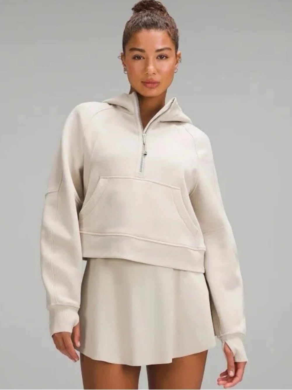 lululemon 1/2 zip Scuba hoodie sweatshirt pullover Riverstone XS/S cropped